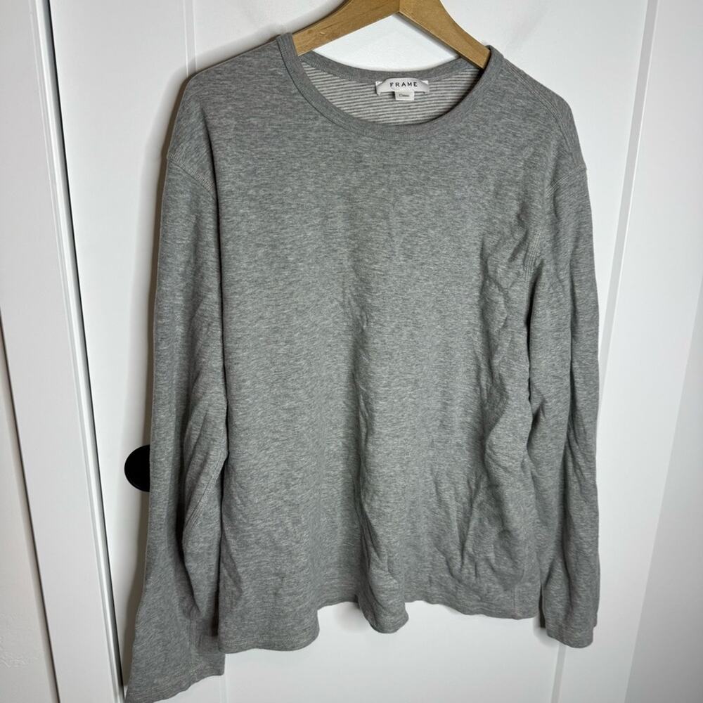 Frame 100% Cotton Gray Crewneck Long Sleeve Shirt Size XL